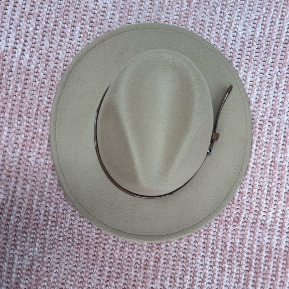 New Wide Brim Hat Classic Outdoor Tan Brown Hats w Belt Buckle Wool - Picture 2 of 7